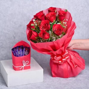 Romantic Red Roses & Dairy Milk Delight Combo