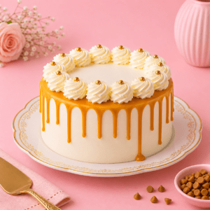 Butterscotch Caramel Drip Cream Cake