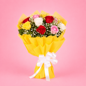 Bright 10 Mixed Roses Bouquet