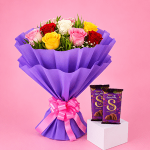 Mixed Roses with Dairy Milk Silk Delight