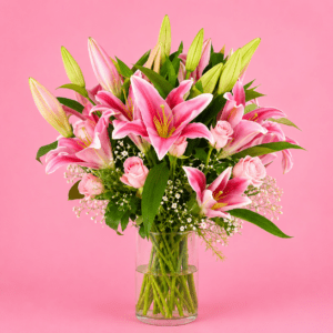 Luxury Pink Lilies & Pink Roses Arrangement