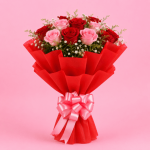 Elegant Red & Pink Roses Bouquet