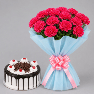 Adorable Gesture Carnation And Cake