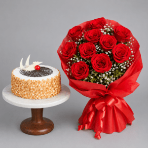 Butter Scotch Cake And Roses