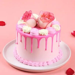 Pink Rose Drip Cream Cake