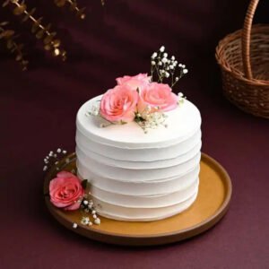 Elegant Chocolate Cake with Pink Roses