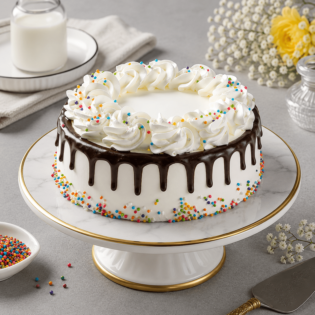 Vanilla Chocolate Drip Cake