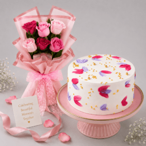 Mixed Roses & Designer Cake Combo
