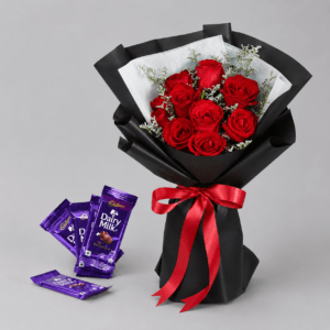 Red Roses Bouquet & Dairy Milk Chocolate