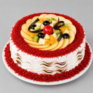 Red Velvety & Fruity Delight Cake